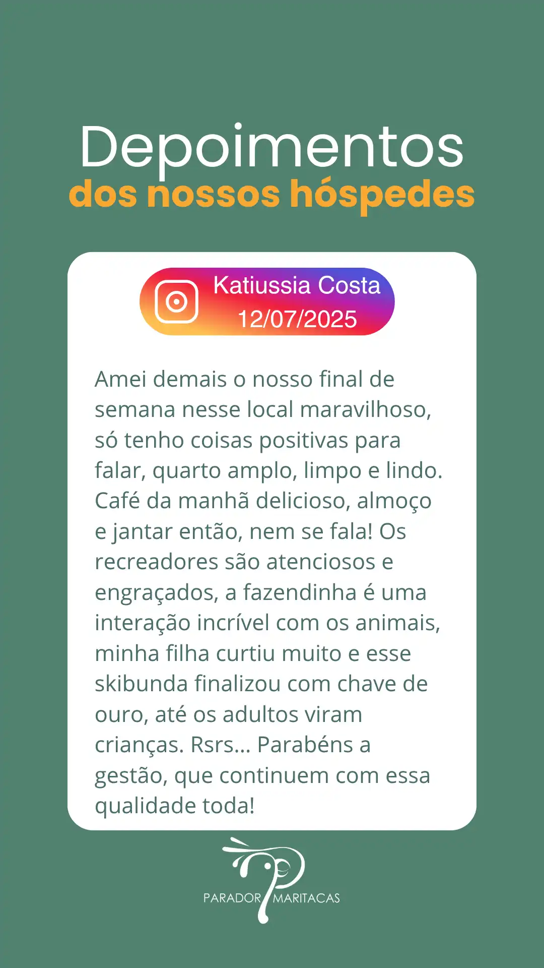 Avaliações e Depoimentos 3 - Hotel Fazenda Parador Maritacas