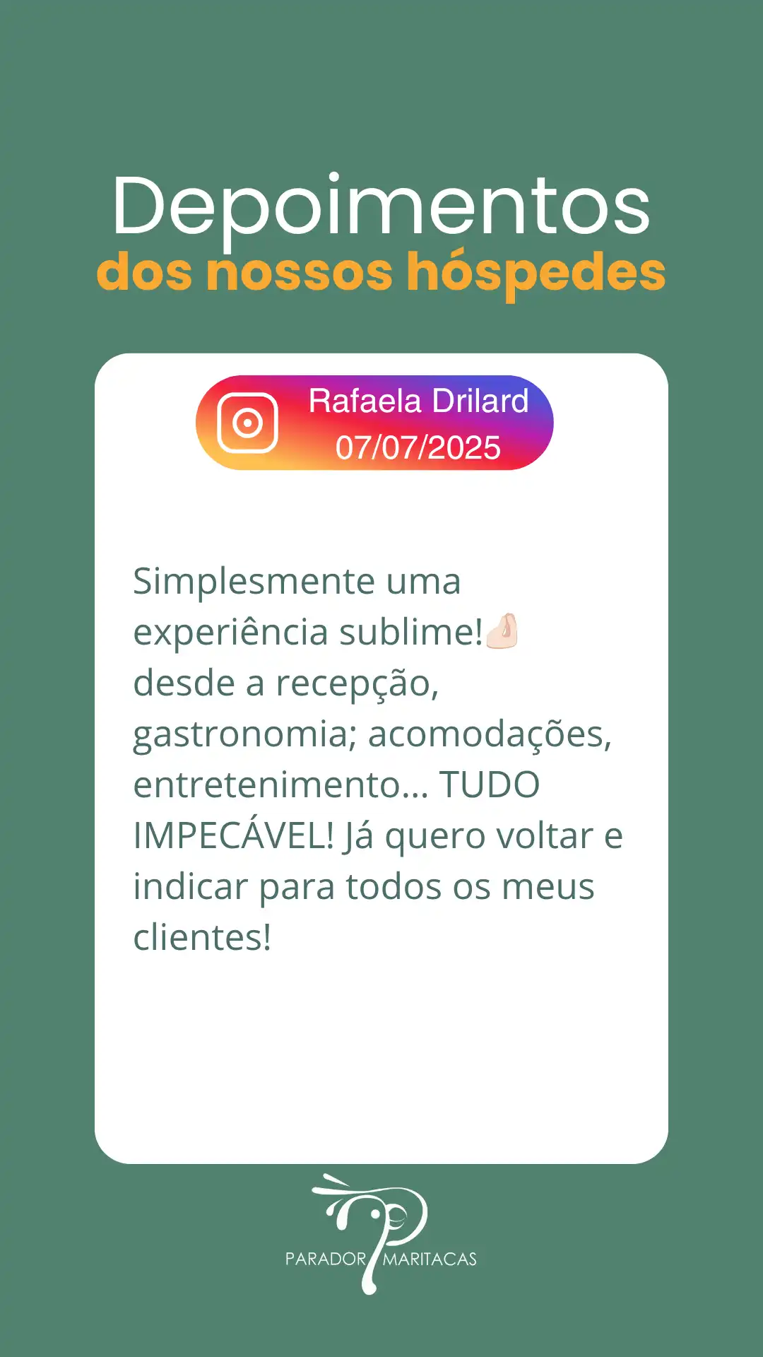 Avaliações e Depoimentos 4 - Hotel Fazenda Parador Maritacas