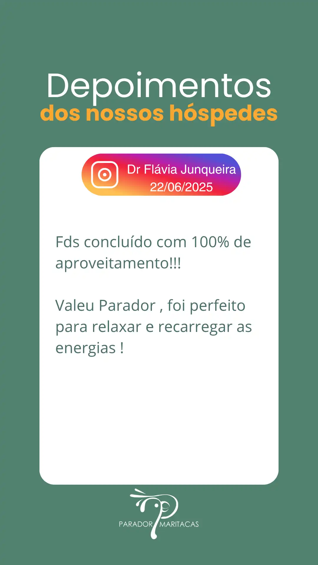 Avaliações e Depoimentos 6 - Hotel Fazenda Parador Maritacas