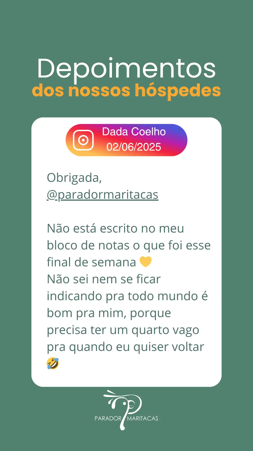 Avaliações e Depoimentos 9 - Hotel Fazenda Parador Maritacas